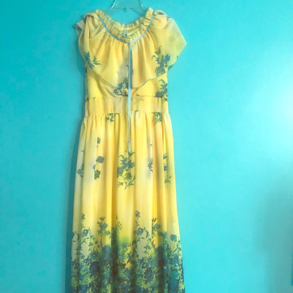 Yellow flower print dress